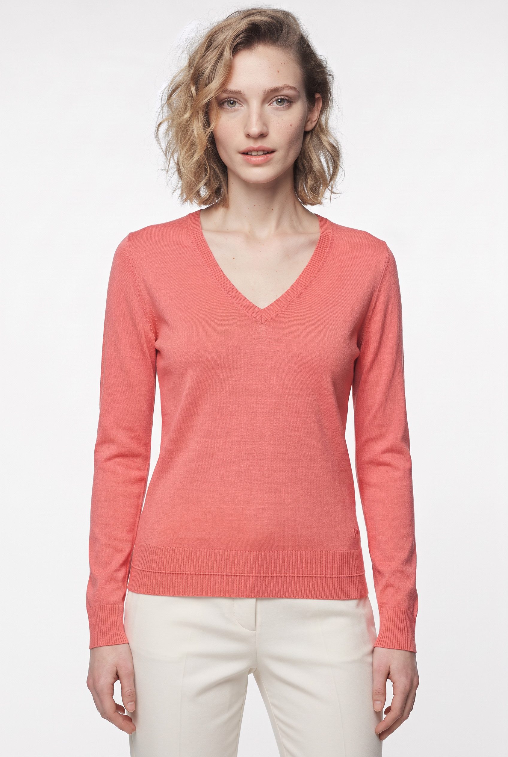 BOSS ORANGE Strickpullover Fiaffella Premium Damenmode mit Ajouré-Detail hinten, Kaschmir-Anteil