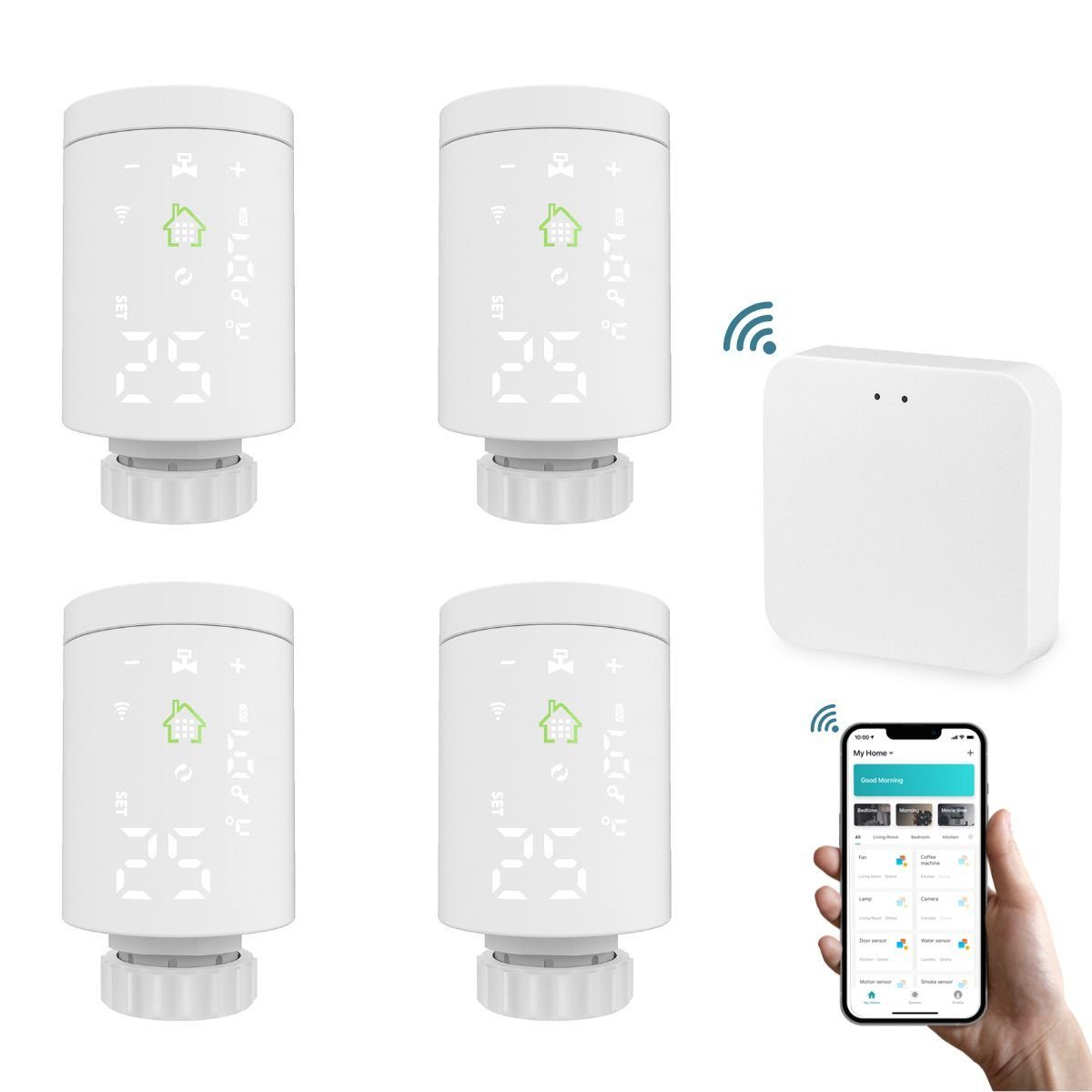 fontastic Heizkörperthermostat WLAN Smart Home Paket Heizen, 4 Stück, (RA RAV RAVL)