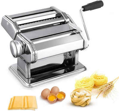 HOUROC Nudelmaschine Pastamaker Nudelmaschine Edelstahl Frische Manuell Maschine Cutter, mit Klemme,für Spaghetti Nudeln Lasagne Pastamaschine Nudel Maschine