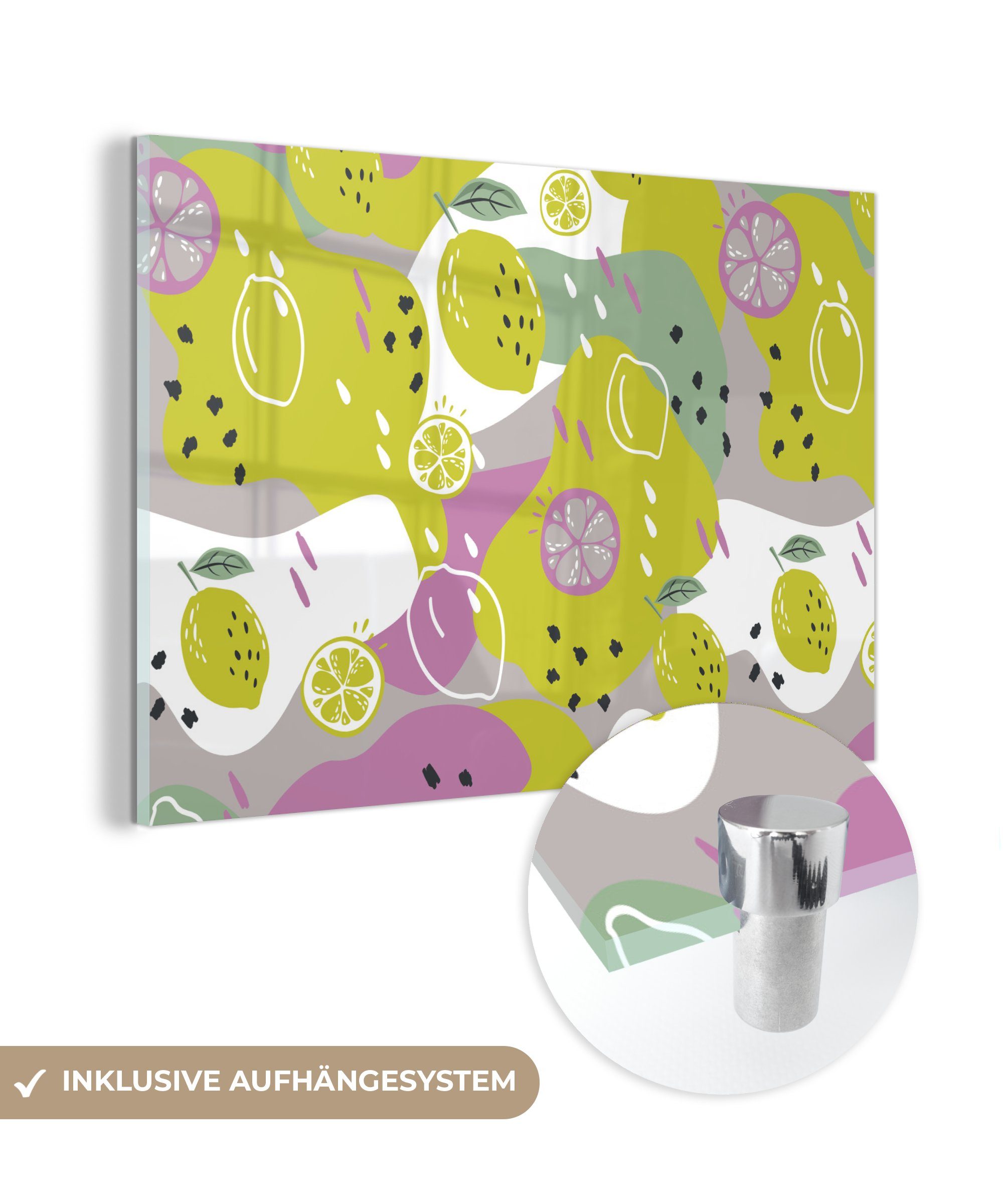 MuchoWow Acrylglasbild Sommer - Zitronen - Farben, (1 St), Acrylglasbilder Wohnzimmer & Schlafzimmer