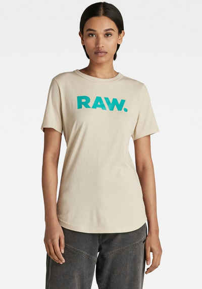 G-Star RAW Rundhalsshirt RAW. Slim mit Logo RAW Grafikprint vorne