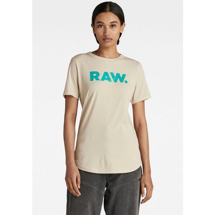 G-Star RAW Rundhalsshirt RAW. Slim mit Logo RAW Grafikprint vorne