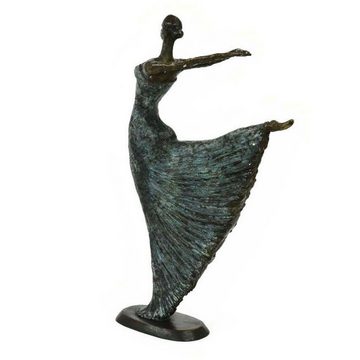 Casa Padrino Dekofigur Luxus Jugendstil Bronze Skulptur Tänzerin Antikgrün Bronze auf Marmorsockel H 63 cm - Bronzefigur - Dekofigur - Deko Accessoires