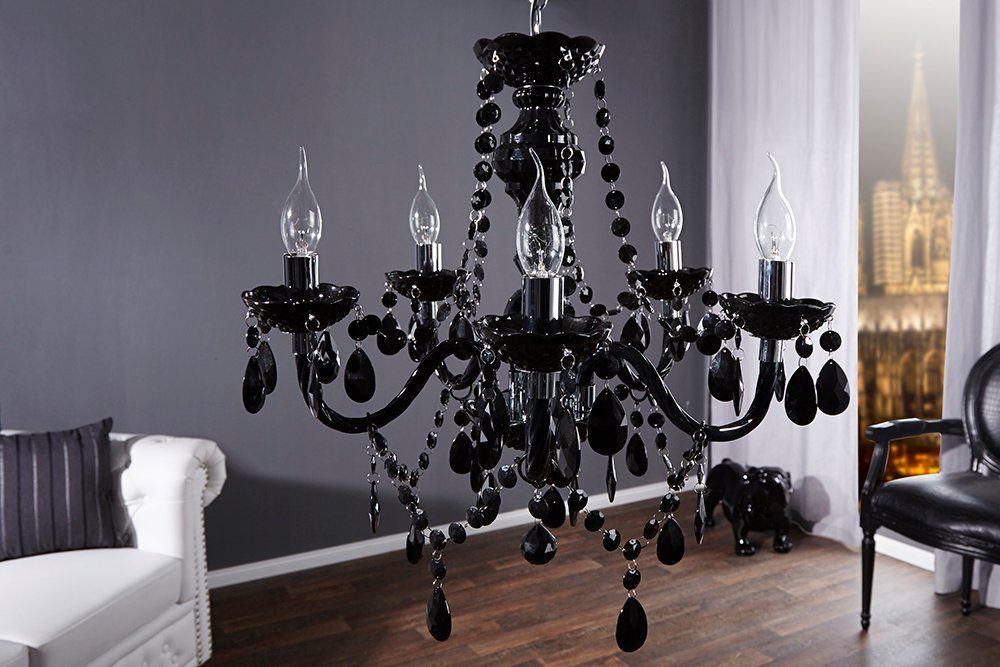 Kronleuchter schwarz, BLACK · 55cm Leuchtmittel, Hängelampe · · Wohnzimmer ohne Design CRYSTAL riess-ambiente Acryl · Barock Schlafzimmer