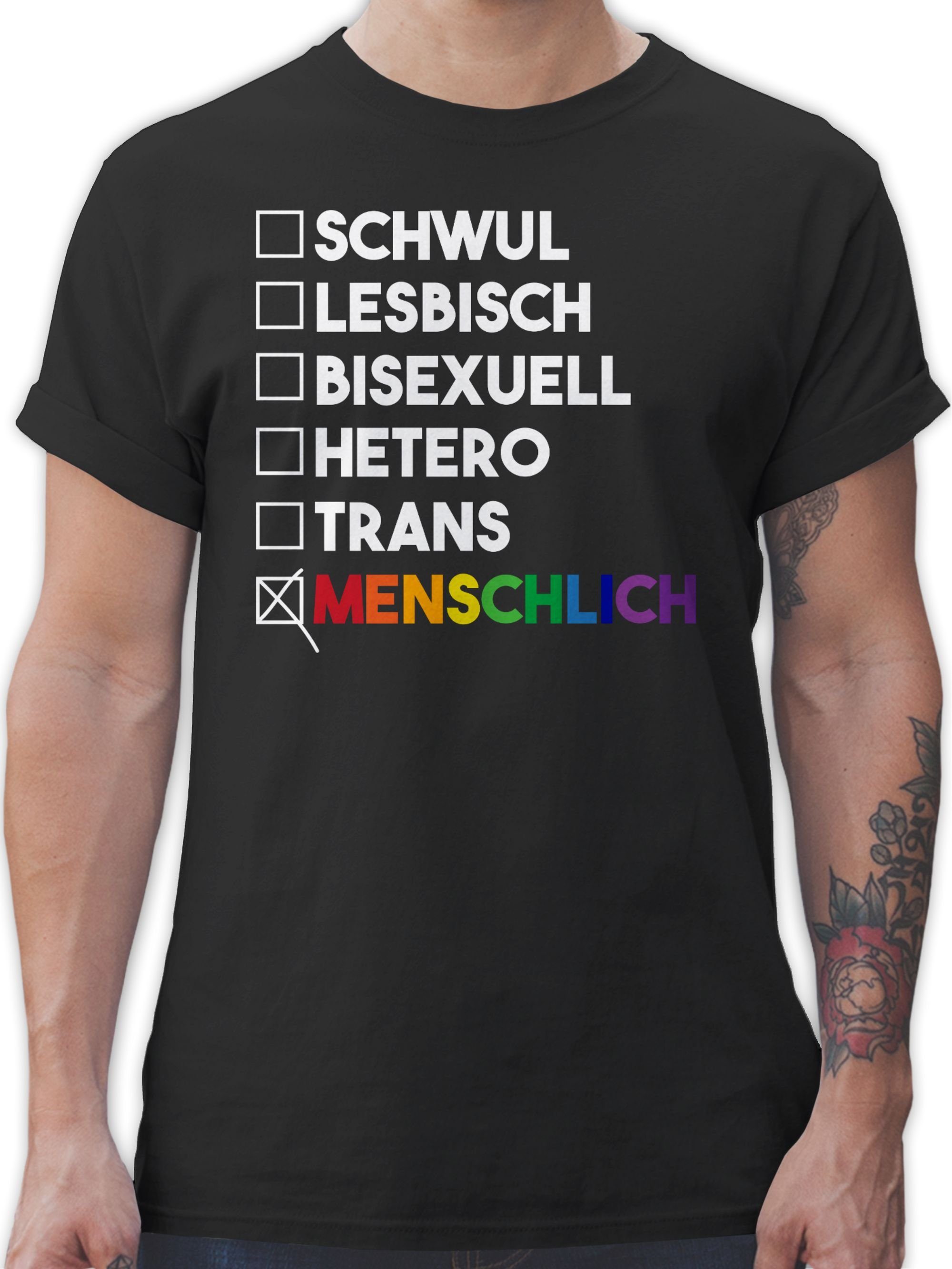 Shirtracer T-Shirt Menschlich - Deine Wahl - Pride - Regenbogen - weiß LGBT Kleidung 01 Schwarz