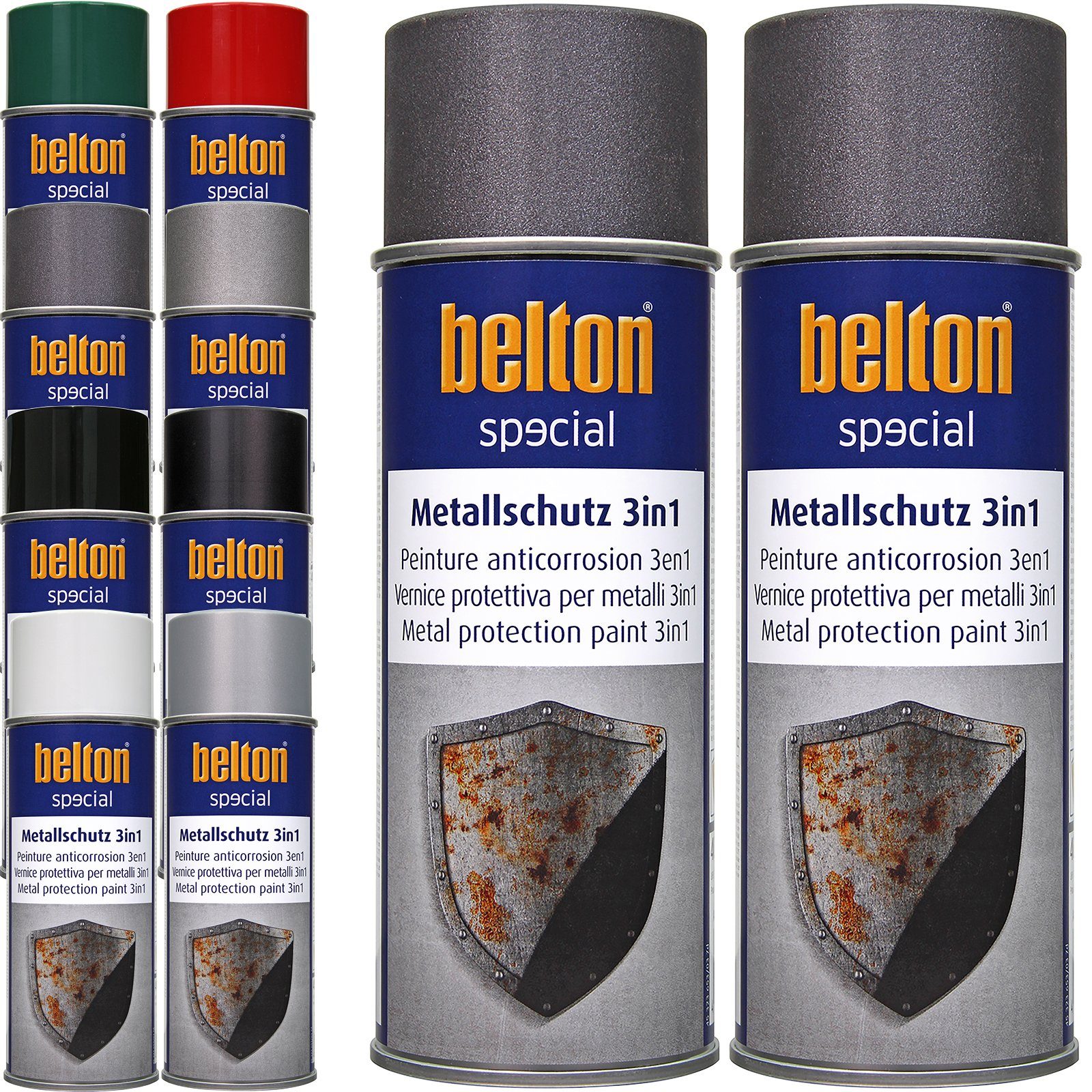 belton Metallschutzlack 2 x Farbe Eisenglimmer Wahl Anthrazit Anti-Korrosion Rostschutzlack, 3in1 ml nach 400 Schutzlack