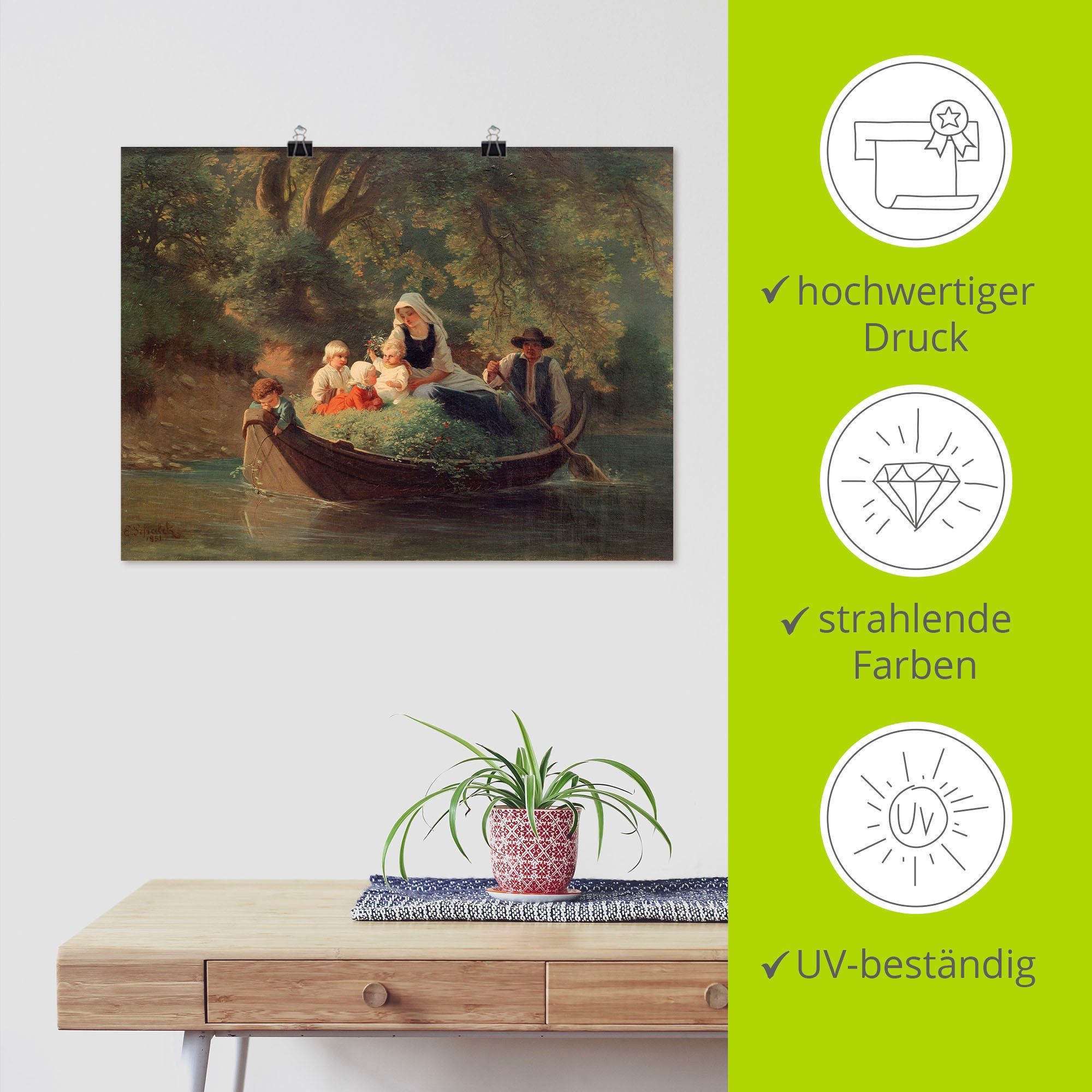 Größen Poster oder & versch. Familien Leinwandbild, Wandbild Boot, in als (1 St), Bauernfamilie Alubild, Artland in einem Gruppen Wandaufkleber