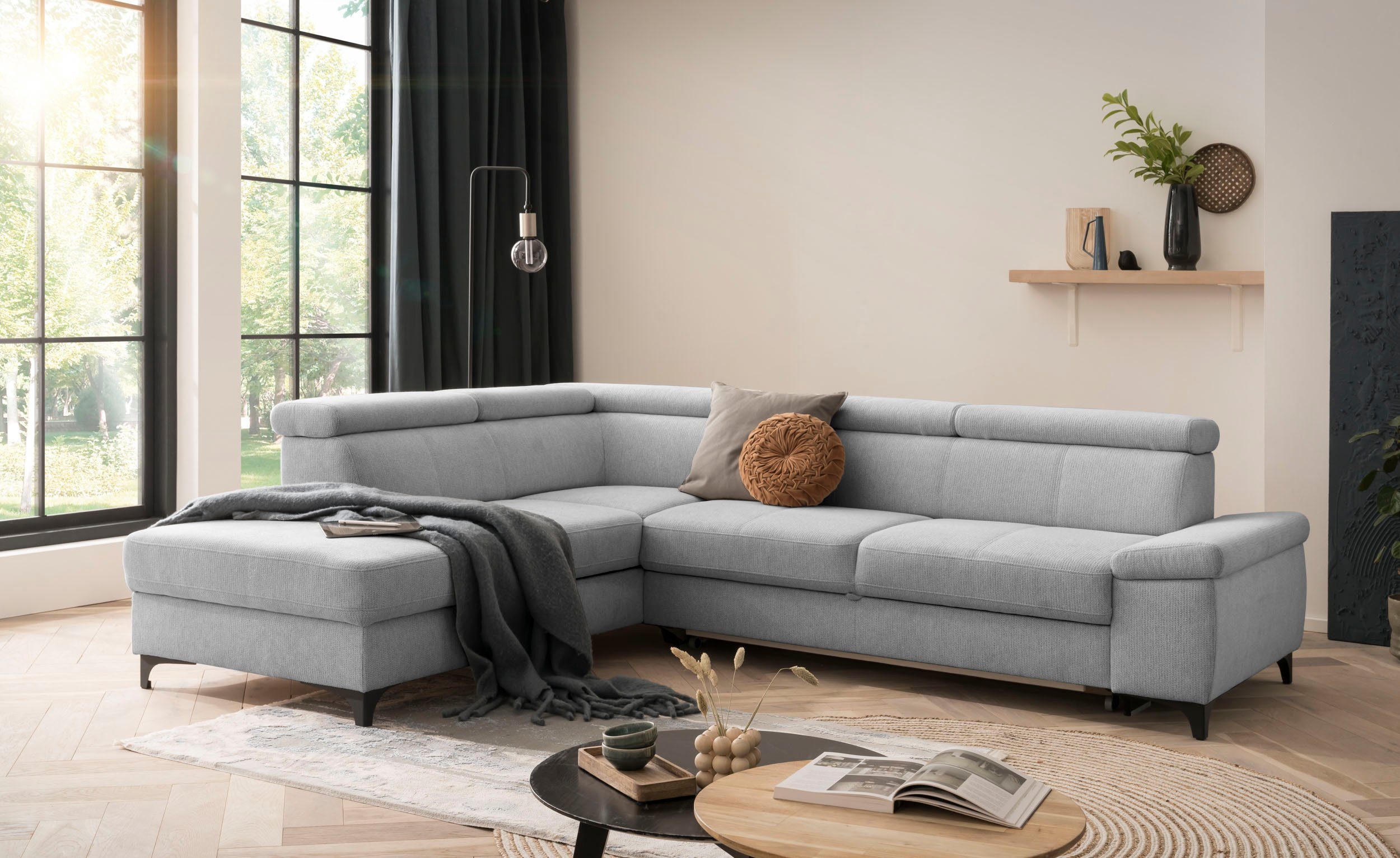 XDREAM Ecksofa Samos, mit Schlaffunktion, Bettkasten und einstellbaren Kopf günstig online kaufen