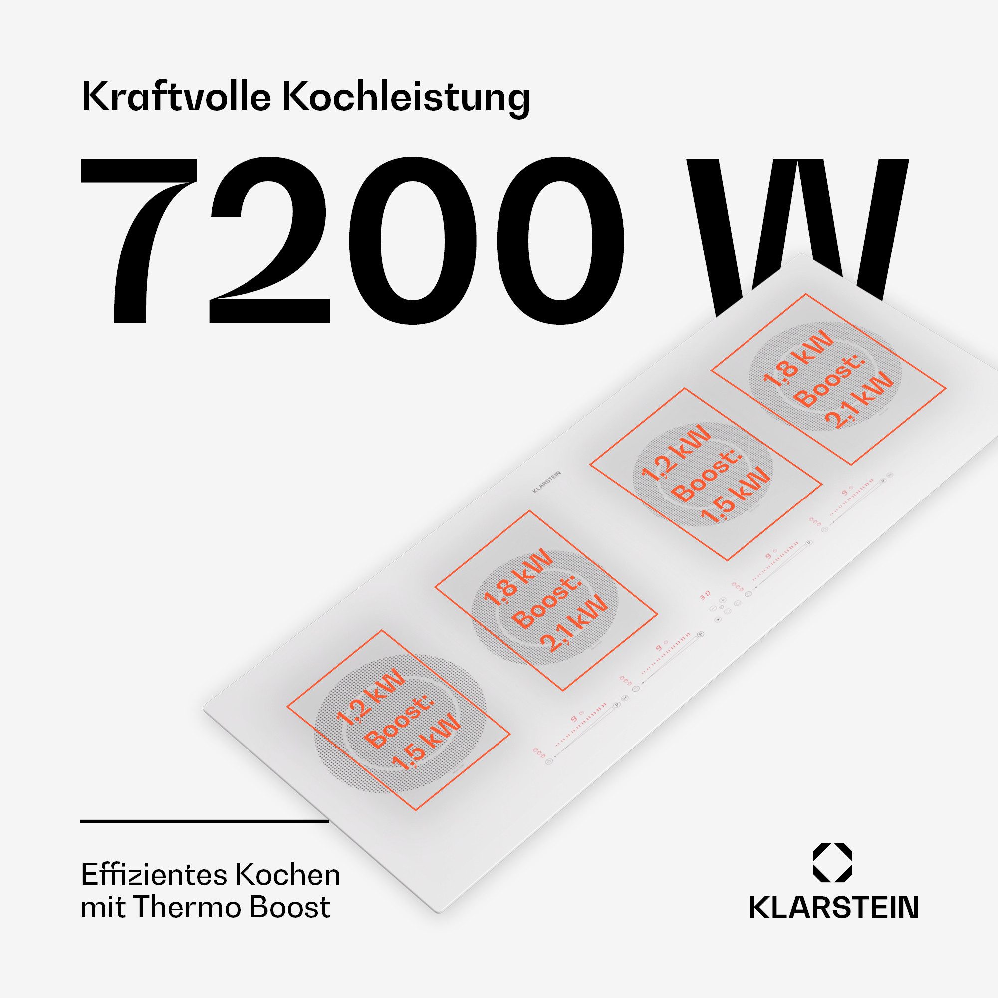 Klarstein Induktions-Kochfeld Masterzone 90 Slim Round, Kochfelder Induktion Hob Gas Hob 4 Zonen