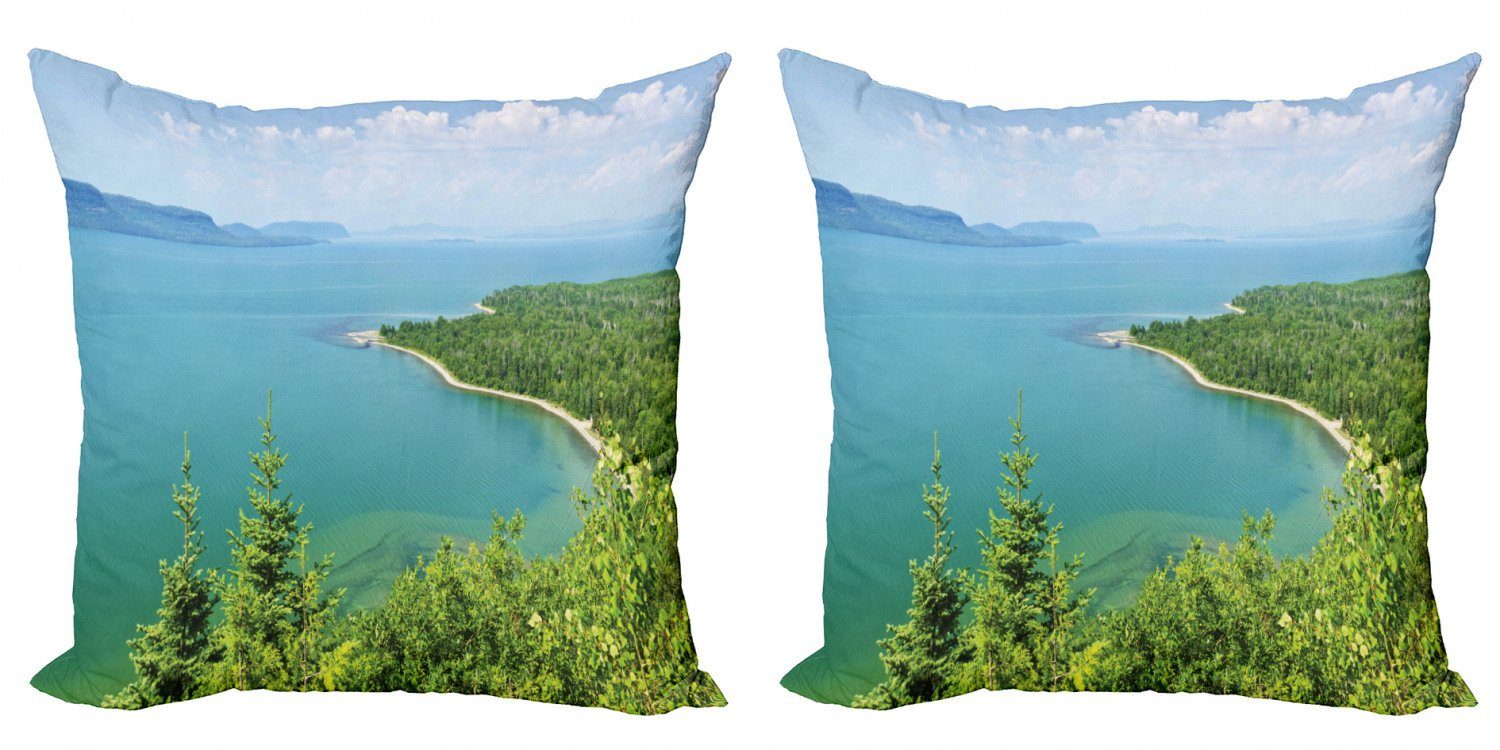 Accent Modern Abakuhaus Forest lake Lake Stück), Superior Doppelseitiger Kissenbezüge (2 Digitaldruck, Panorama