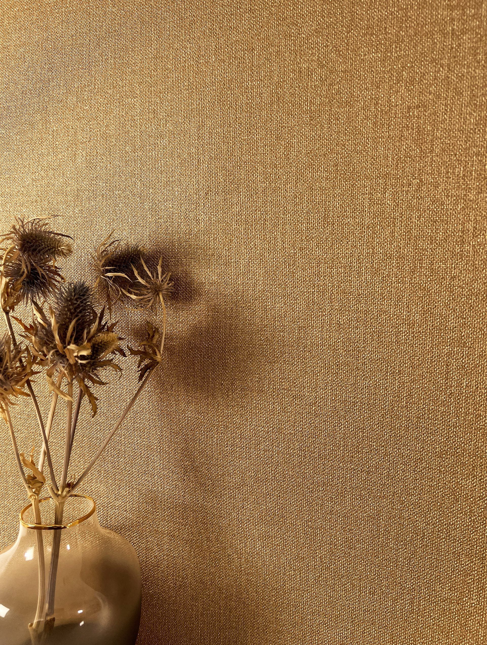 Newroom Vliestapete, Gold Tapete Modern Unifarbe günstig online kaufen