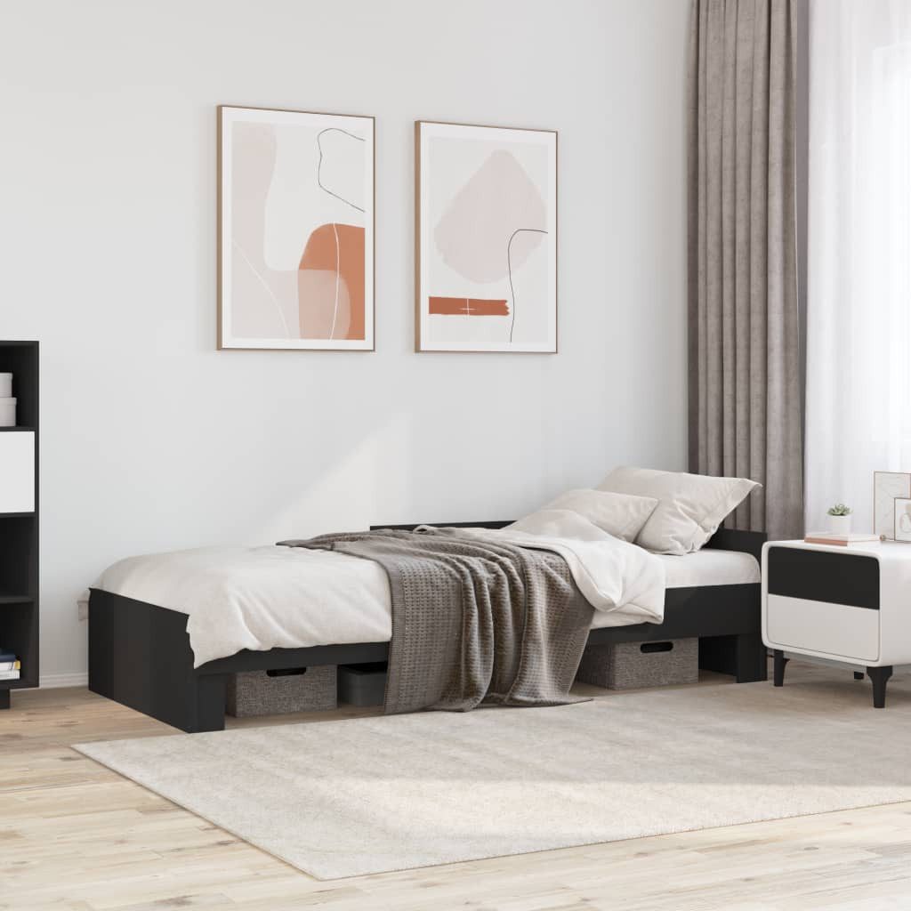 vidaXL Bett Bettgestell Schwarz 75x190 cm Holzwerkstoff