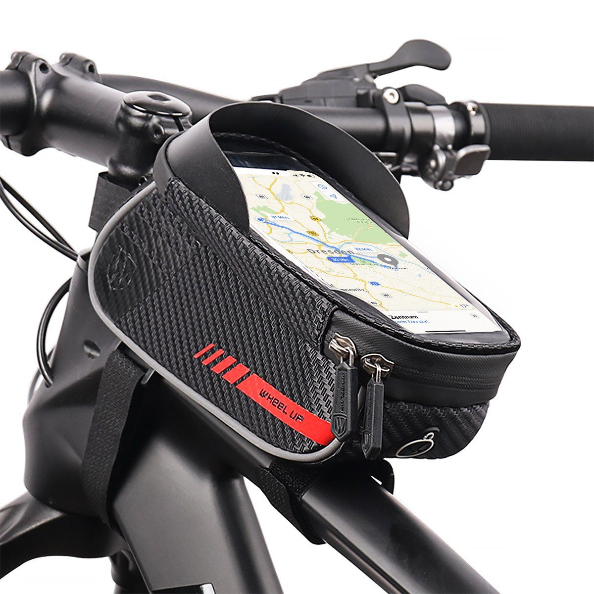 MidGard Fahrradtasche Fahrrad-Rahmentasche mit Smartphone-Halterung Handy-Tasche  E-Bike MTB