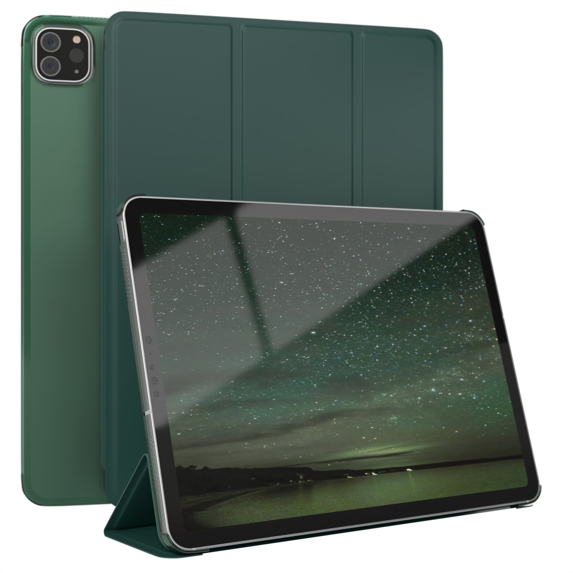 EAZY CASE Tablet-Hülle Smart Case für iPad Pro 11" 1. 2. 3. 4. Generation 11 Zoll, Tablet Schutzhülle aufstellbar Flip Cover Bookstyle Hülle Dunkelgrün