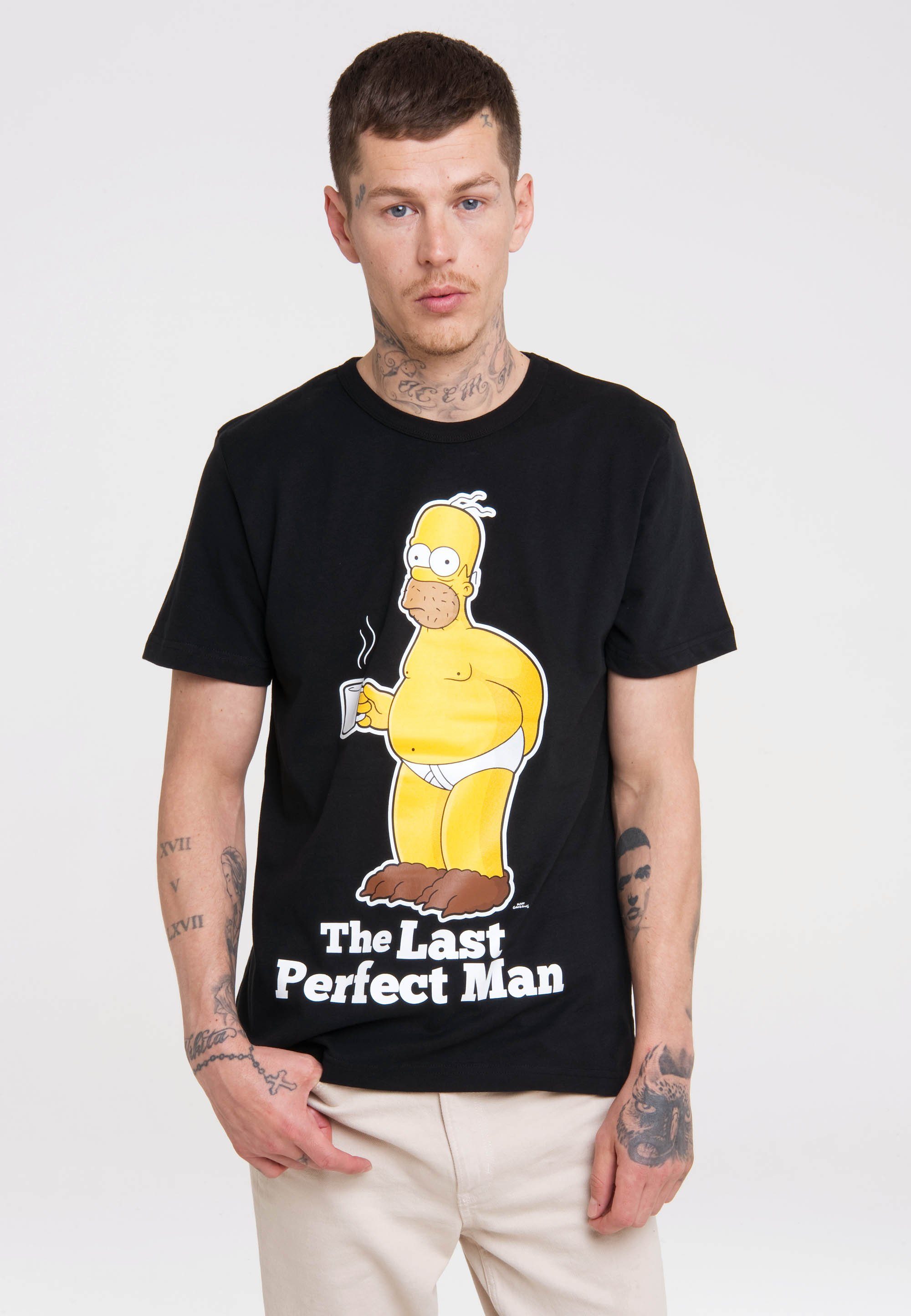 mit hochwertigem im LOGOSHIRT Retro-Stil T-Shirt langlebigem The Mit Originaldesign, lizenziertem Simpsons Siebdruck und