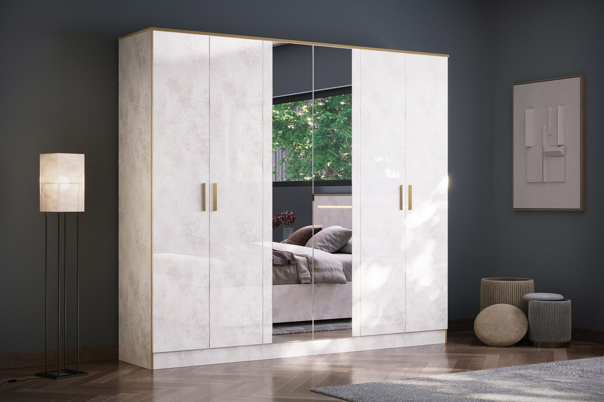 Interdesign24 Schlafzimmer-Set Noemi, (4-Teilig, in Beige/Gold günstig online kaufen