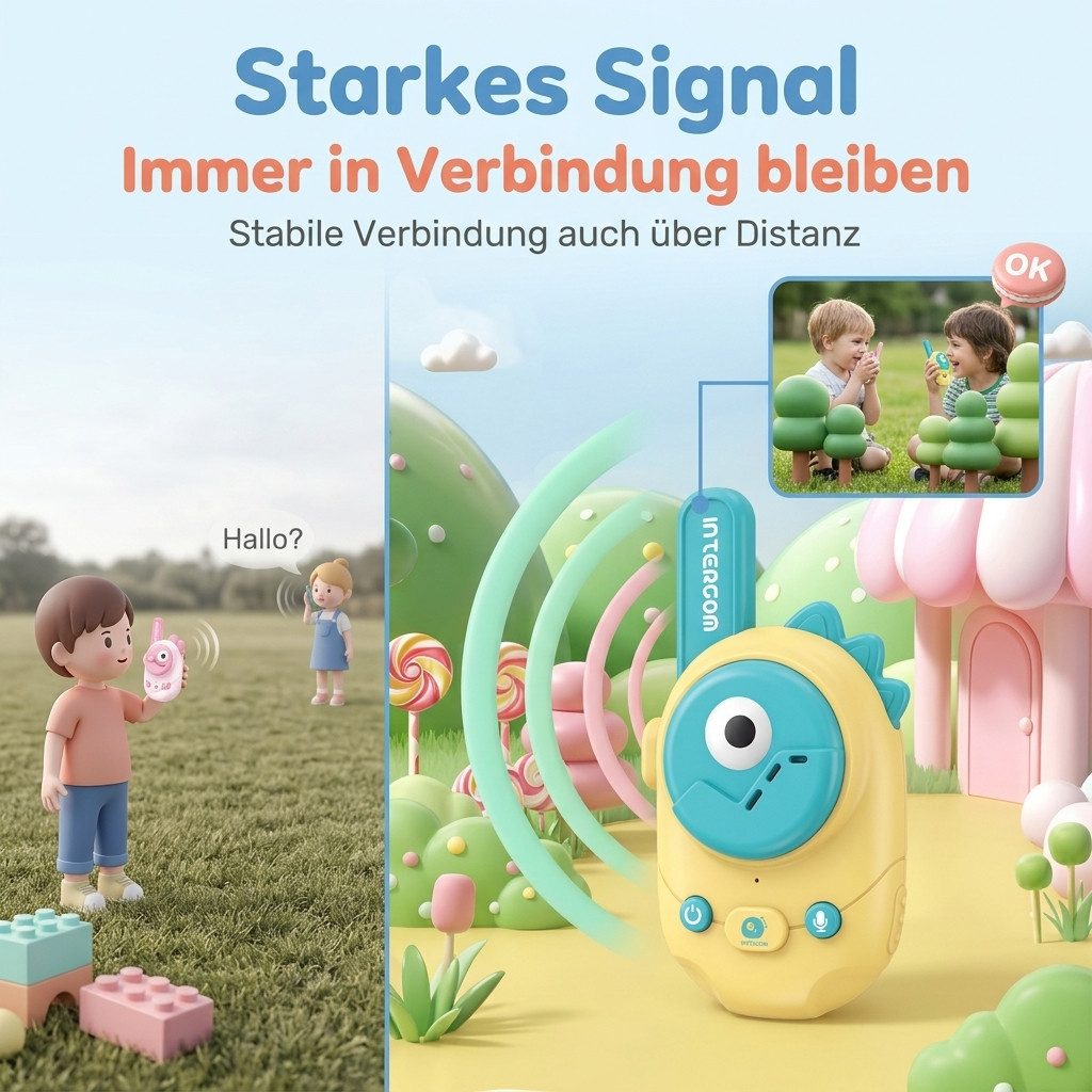 Rolipo Walkie Talkie Interaktives Kinder Walkie-Talkie – Spaßiges, sicheres Funkspielzeug, (2-St), klarer Tonqualität/Fernkommunikation/Einfach Kindertag Geschenke
