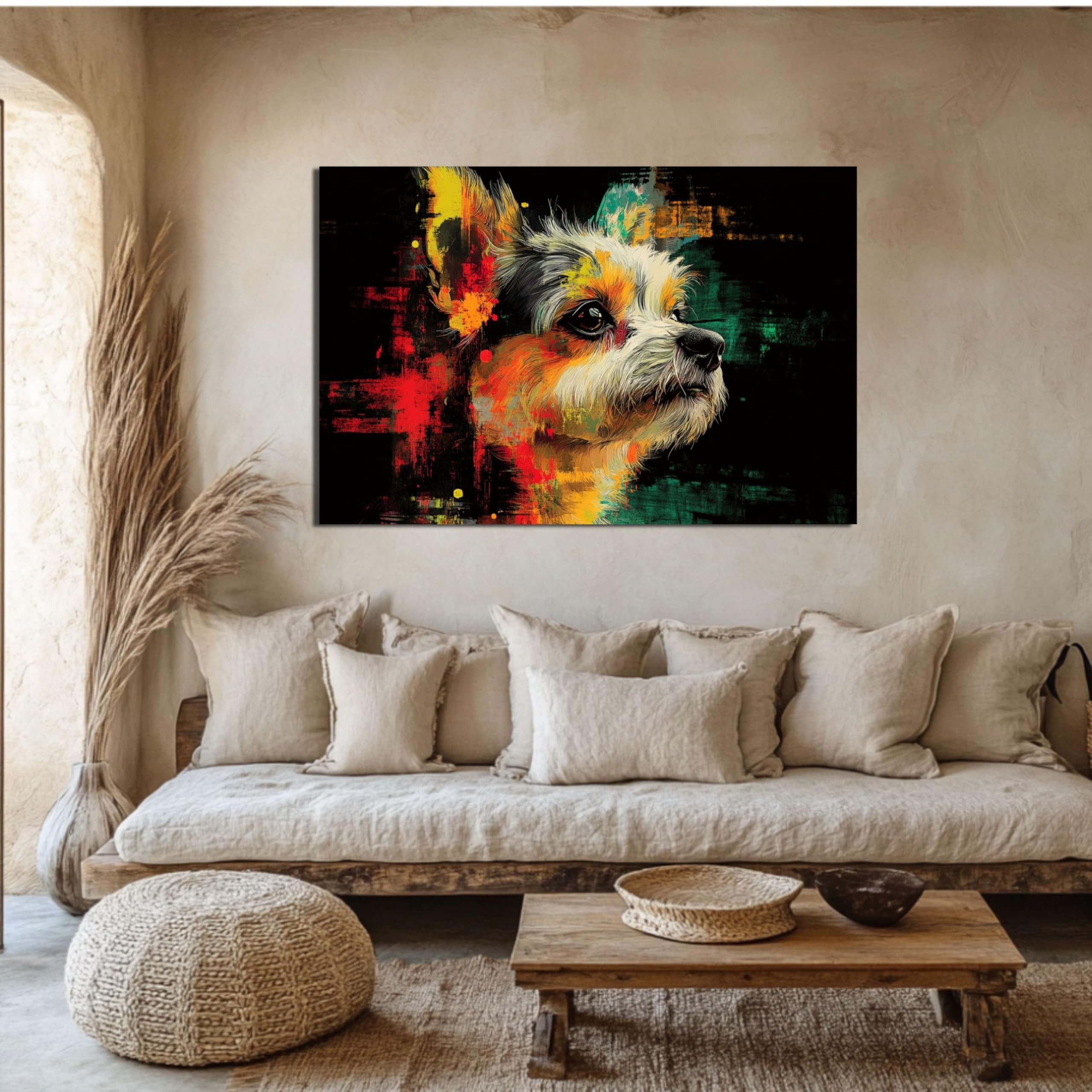 DARO Design Wandbild Hunde Pop Art Wandbilder Wand Deko Bilder Modern Leinwandbild, (Malteser - Bild klein Wohnzimmer Schlafzimmer Büro Flur Esszimmer Einteilig – Bild 2 von 5