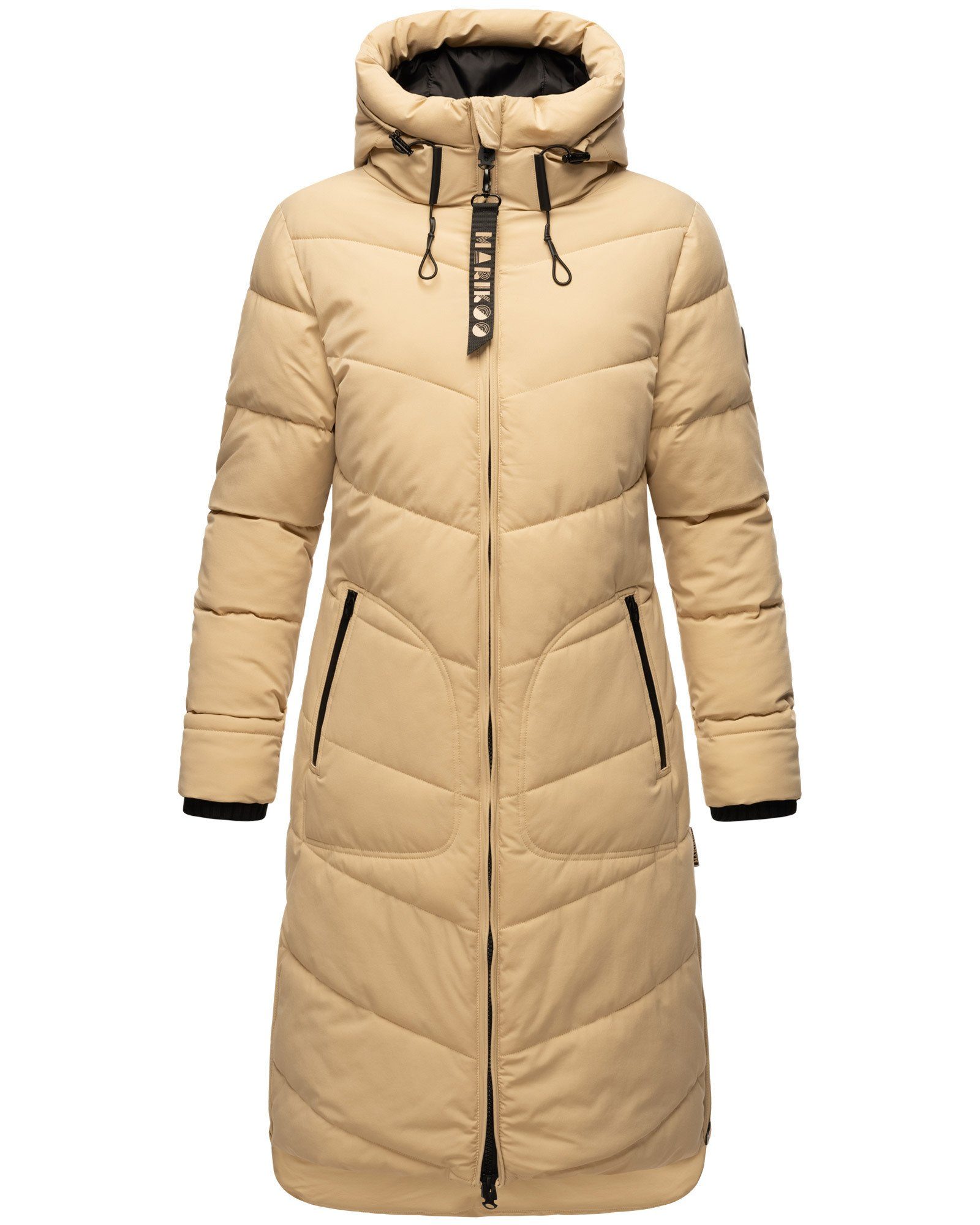 Marikoo Winterjacke Benikoo langer Beige Mantel Winter gesteppt