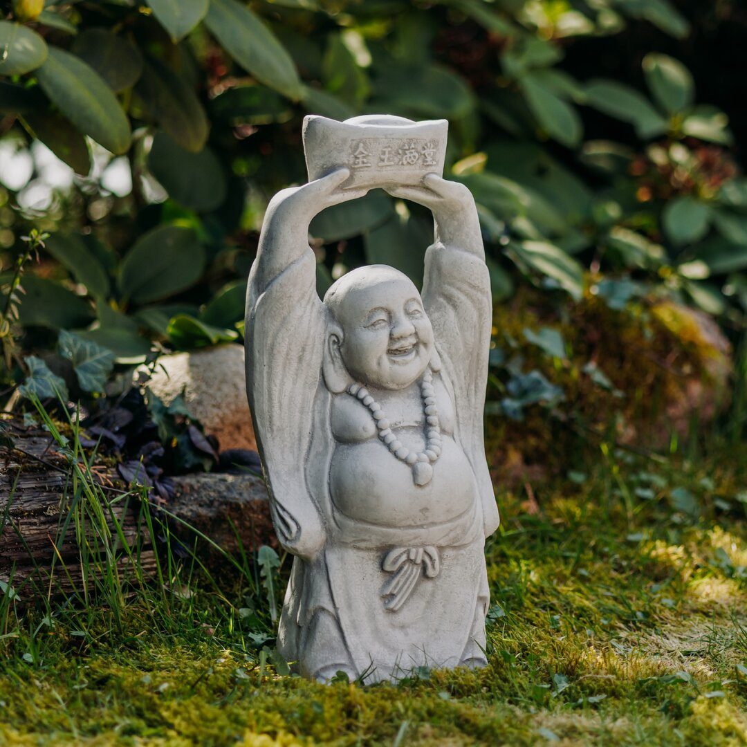 gartendekoparadies.de Gartenfigur Glücklicher Buddha, Steinfigur, H. 41 cm, 7 kg, Frostsicher