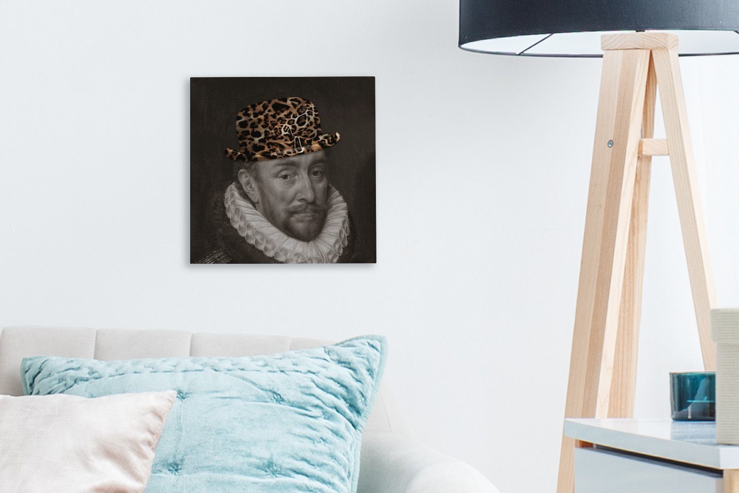 OneMillionCanvasses® Gemälde Wilhelm von Oranien Leinwand (1 - - Wohnzimmer Pantherdruck, Bilder Hut St), für Schlafzimmer