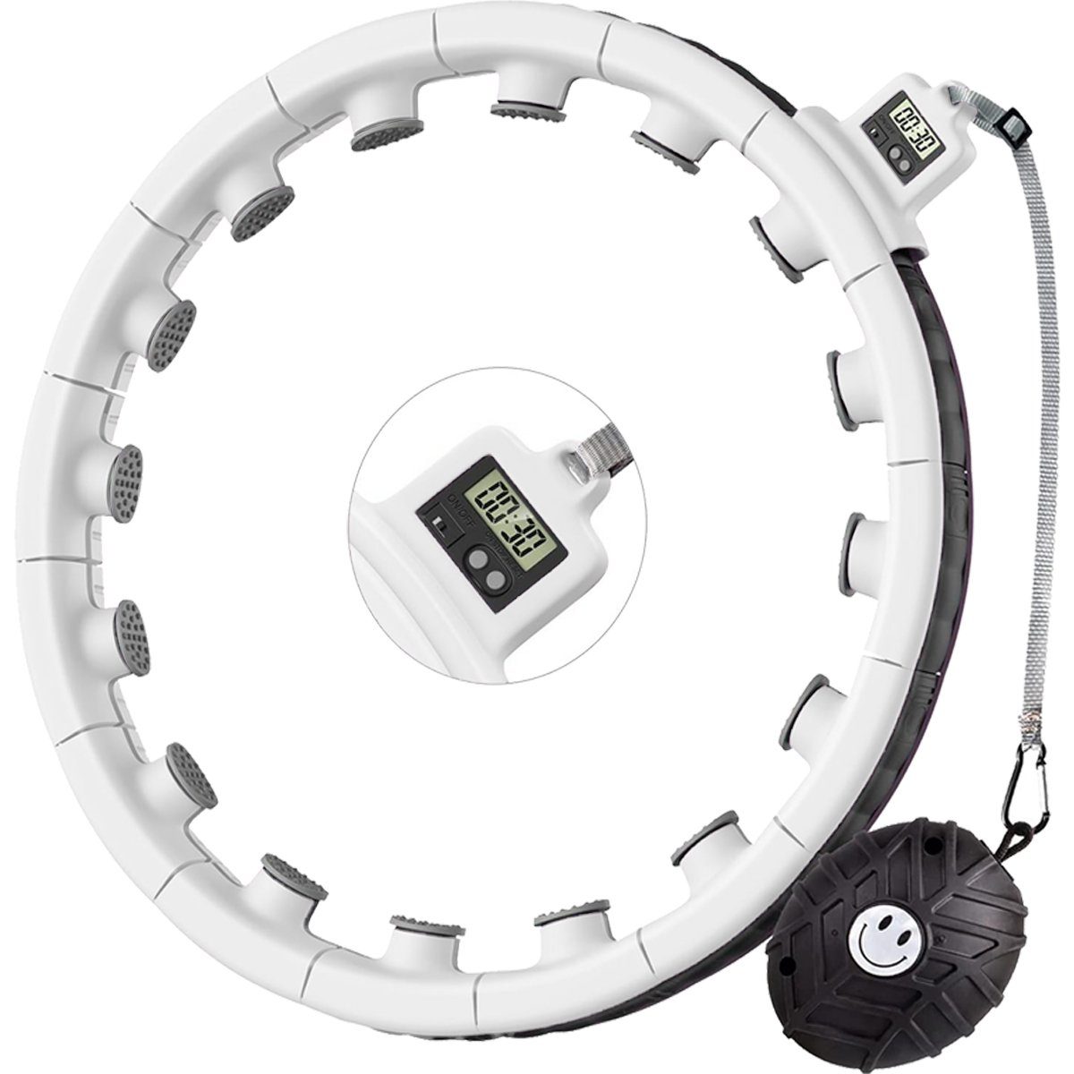 LeiGo Hula-Hoop-Reifen Weiß Kugel Abnehmbar Smart Hoop, Hula mit Fitness-Reifen, beschwerter