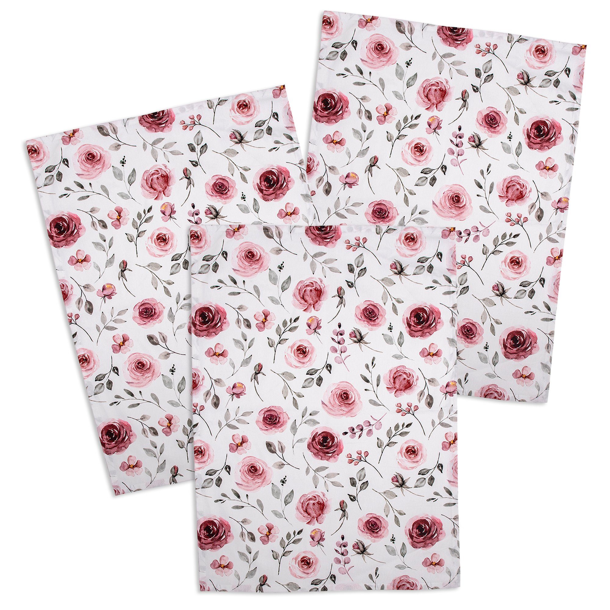 Clayre & Eef Geschirrtuch Rustic Rose, (Set, 3-tlg., 3-teilig), Полотенца для посуды (3 Stück), ca.50x70cm Baumwolle