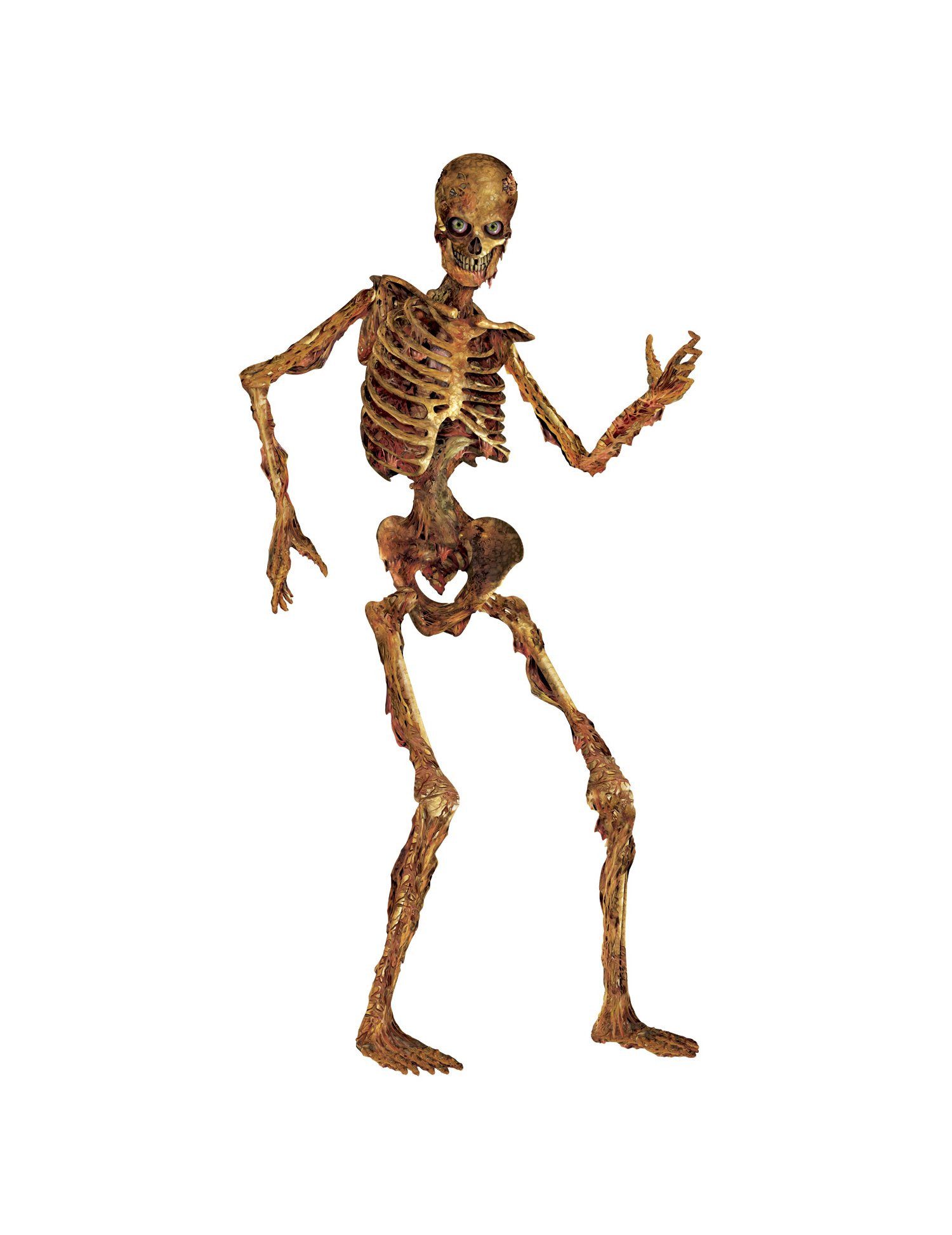 360 Degrees Monster-Kostüm Bewegliches Skelett Halloween-Pappaufsteller beige-braun 180cm