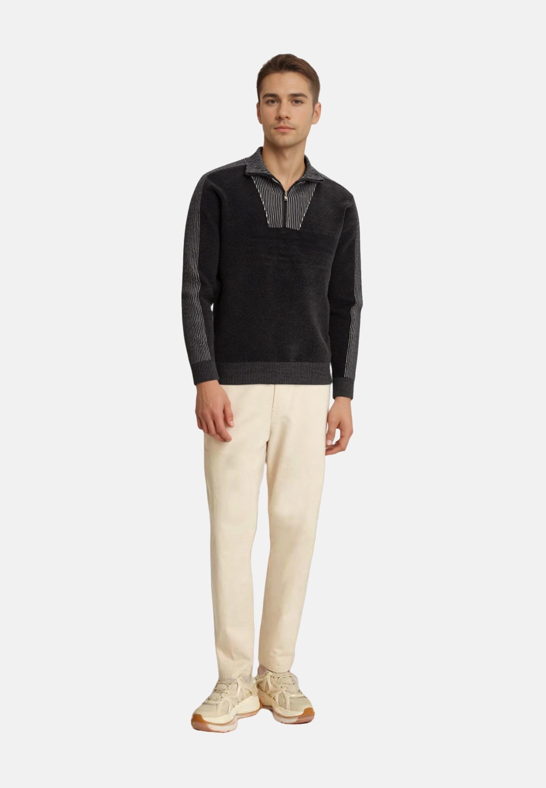 Hajo Troyer Pullover Chenille Strickpullover Troyer (1-tlg)