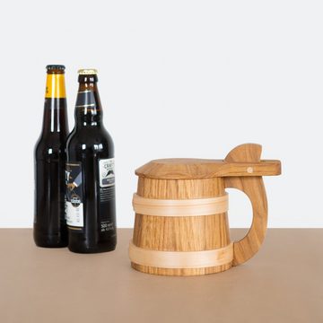 Platan Room Bierkrug Bierkrug aus Holz, Mit Deckel, mit Edelstahleinsatz Bierkrug aus Holz für Bierfest