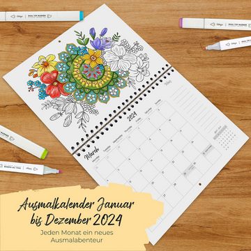 Colorya Adventskalender Ausmalkalender 2024 von Colorya - A4 Wandkalender 2024-2024, hängender (1-tlg)