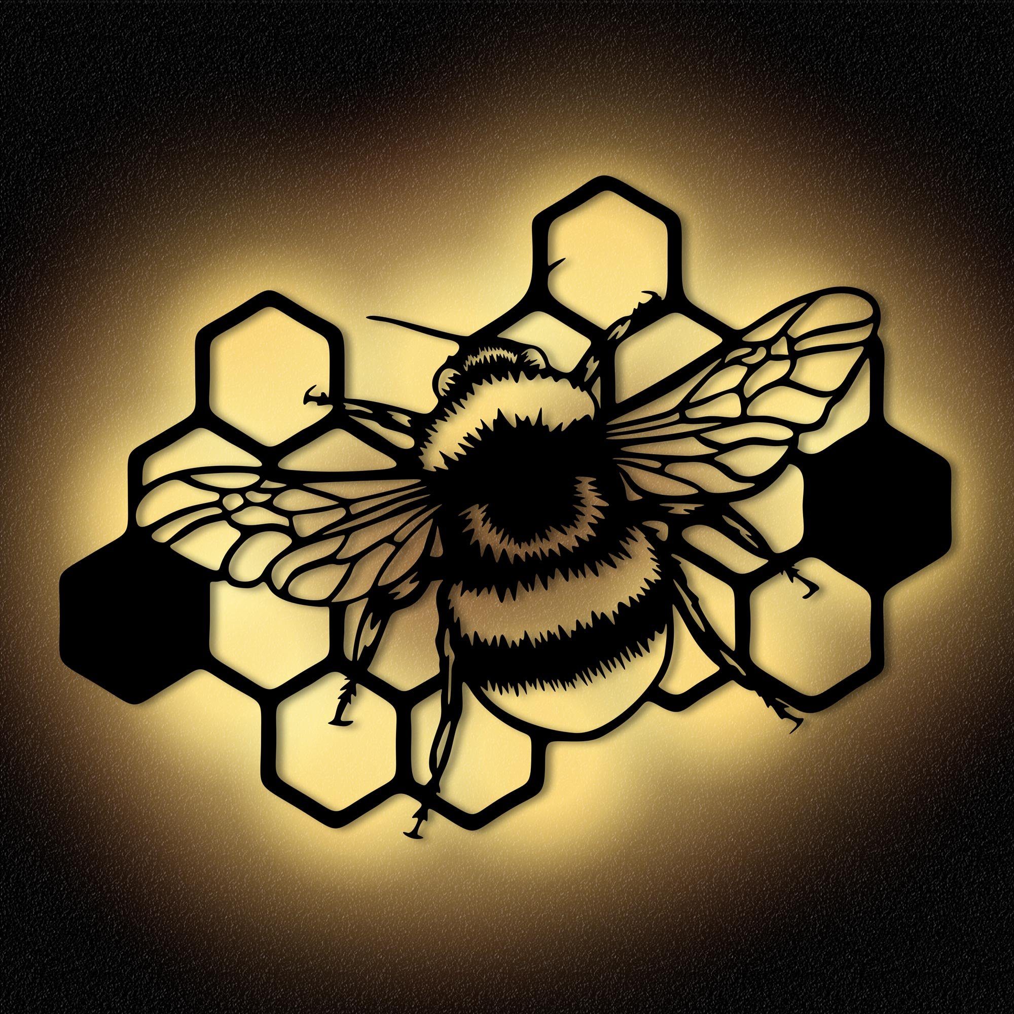 Namofactur LED Wandleuchte Biene LED Dekoration Holz fest Warmweiß integriert, Batteriebetrieb, MDF Deko Wanddeko 