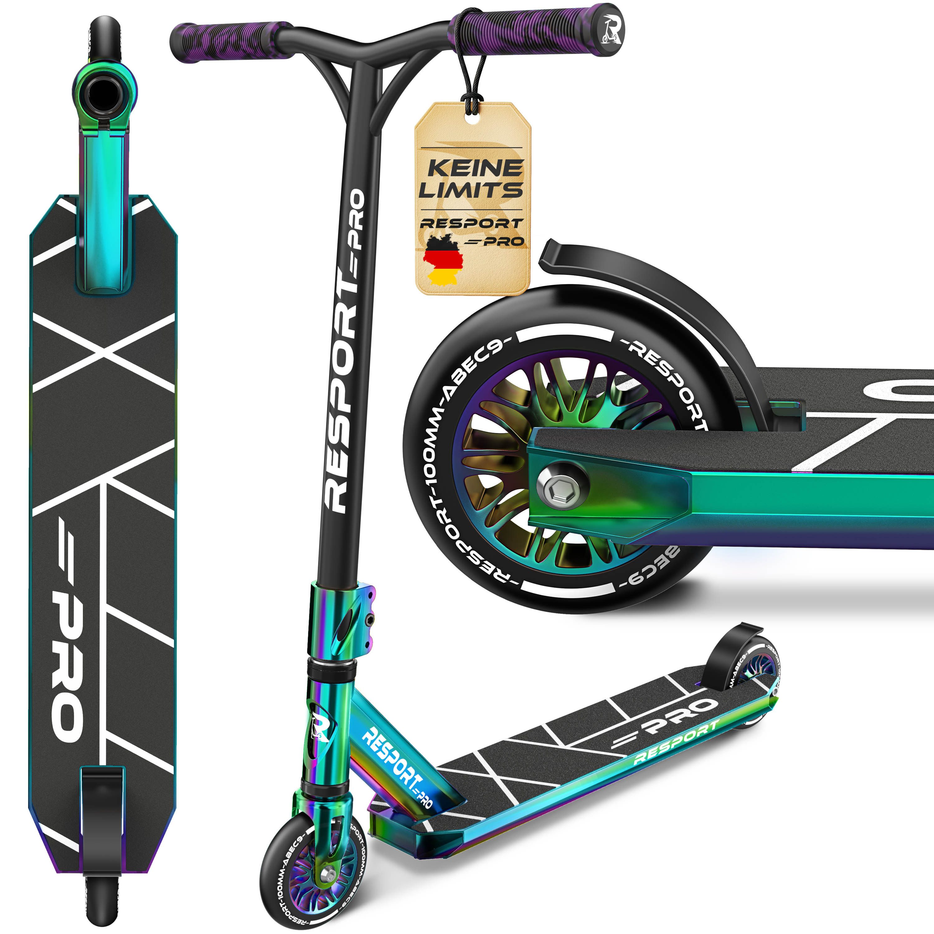 RE:SPORT Cityroller RE:SPORT® Revo Pro Stunt Scooter inkl. Ständer ABEC 9 Kugellagern, (Stuntscooter Kickscooter ABEC 9 Kugellager Trickroller, mit Ständer Profi Stuntroller 110mm PU Wheels & Y-Bar), Stunt Scooter REVO PRO für Kinder & Erwachsene