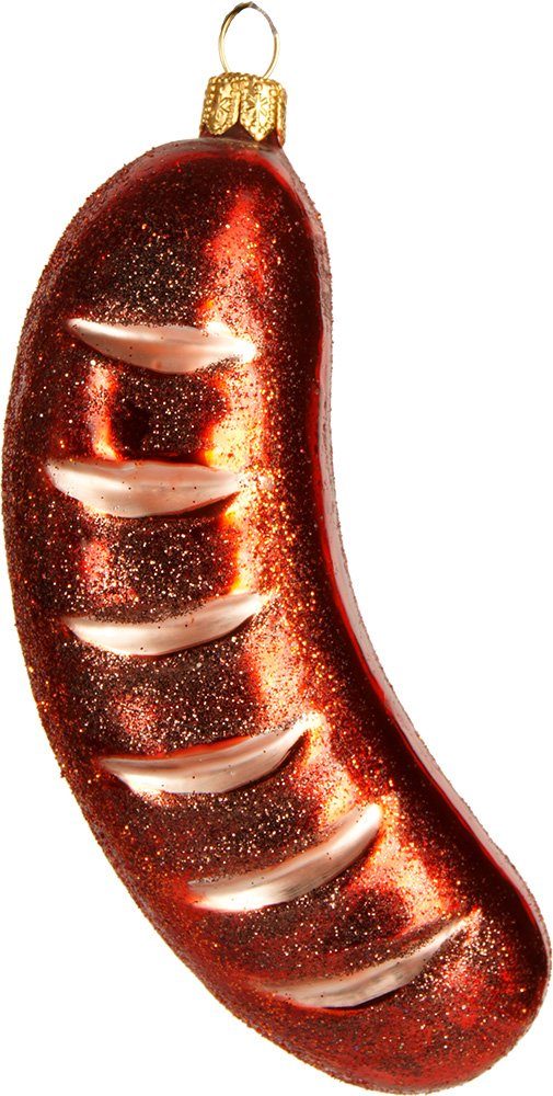 IMPULS Christbaumschmuck, Christbaumschmuck Bratwurst Glas 11cm braun