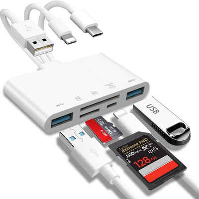 ERHWIO Speicherkartenleser 5-in-1 Speicherkartenleser, USB OTG Adapter & SD Kartenleser, Für iPhone/iPad - USB C/USB A - SD/Micro SD - SDHC/SDXC/MMC