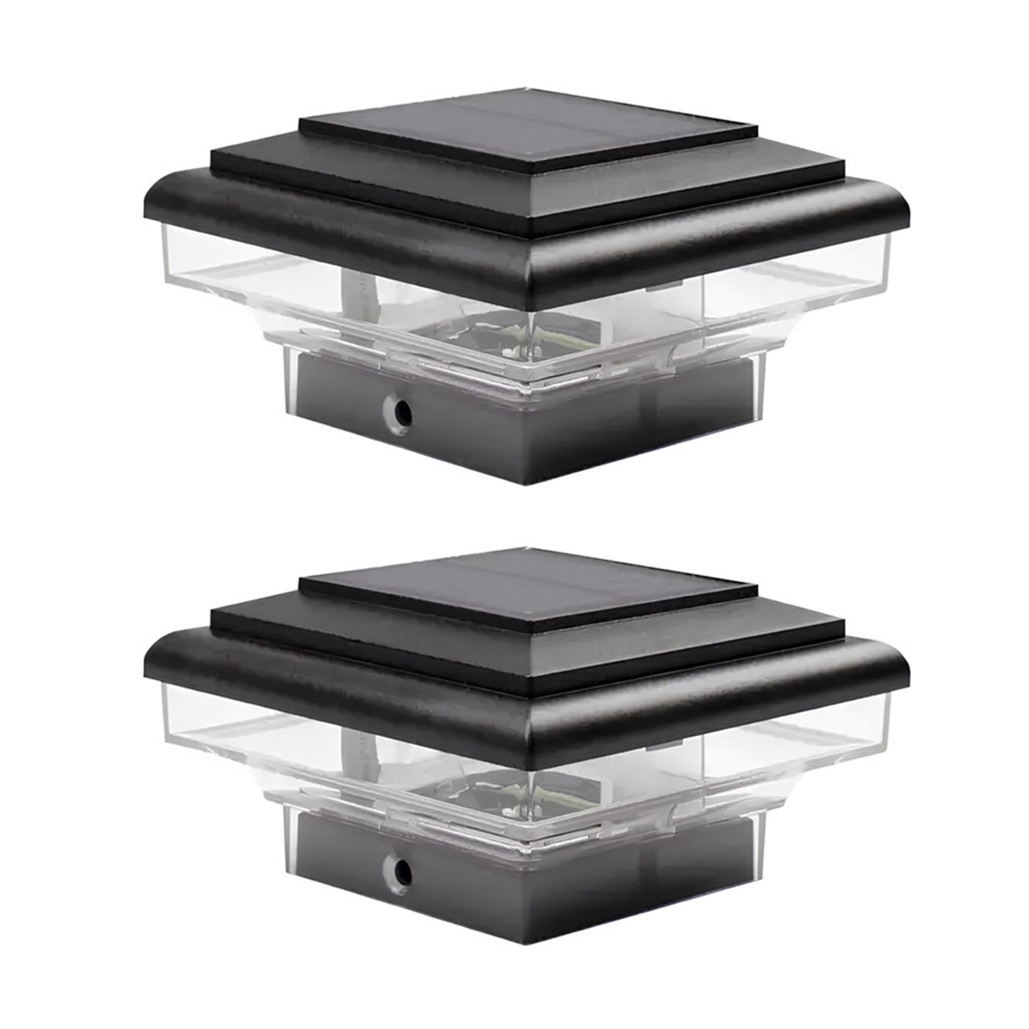 TUWENA Pfostenkappe 2 PCS Solar Pfostenkappen Licht Pfostenleuchte Außen Zaunpfosten Lampe (2 St), IP65 Wasserdicht für hölzerne Pfosten, Patio, Zaun beleuchtung
