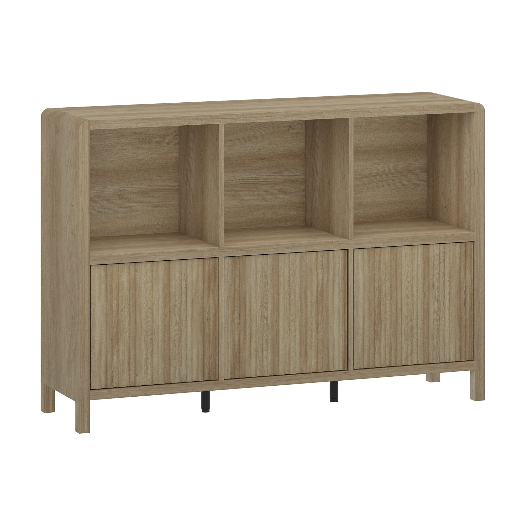 en.casa Sideboard, »Lukkodso« mit 3 Türen, 6 Fächern 77x110x30 cm Eicheoptik, rustikal