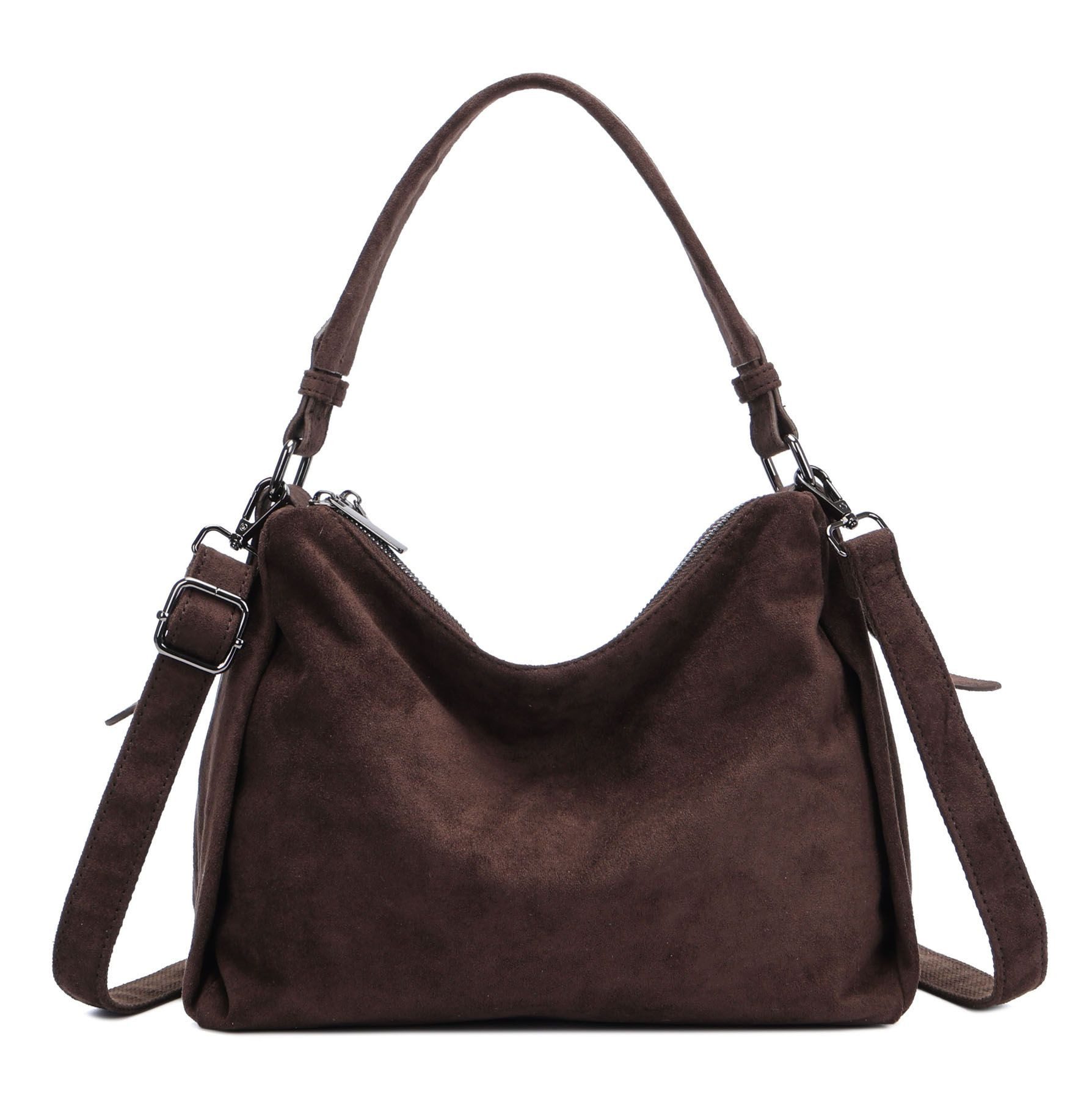 ITALYSHOP24 Schultertasche DAMEN TASCHE SHOPPER Umhängetasche Crossover Hobo Bag Leder Optik (Spar-Set: Tasche mit 2 Gürtel. Zusatz …