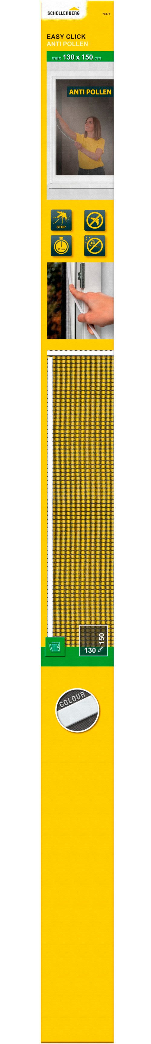 SCHELLENBERG Insektenschutz-Fensterrahmen Simply Click Plus mit Pollenschutzgewebe für Fenster, (Set, 1-St), Fliegengitter zum einklicken ohne bohren, 130 x 150 cm, anthrazit