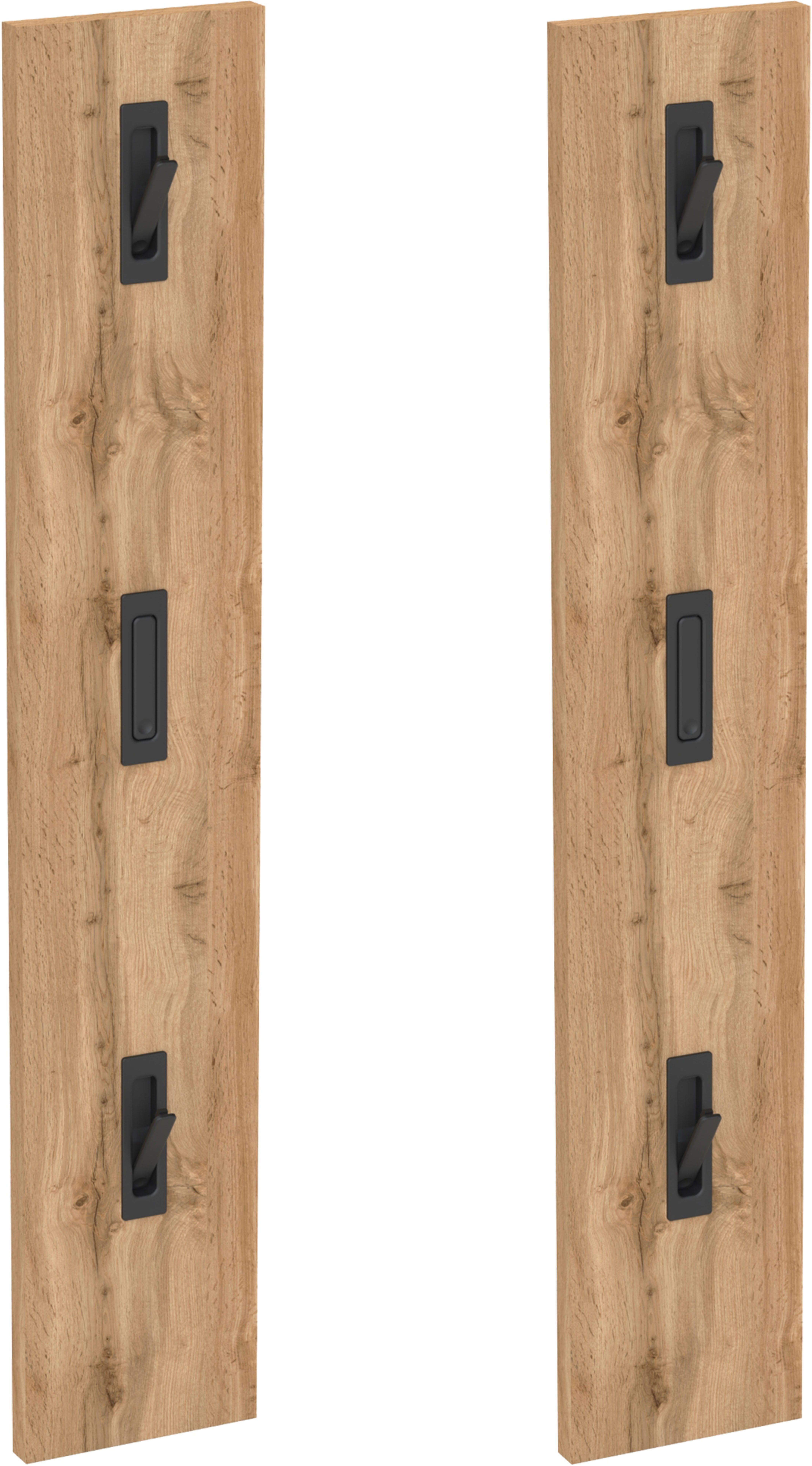Schildmeyer Garderobenpaneel Saga, 2er Set, mit 6 ausklappbaren Kleiderhaken, Made in Germany (2 St), Fühlbare Holzstruktur, Made in Germany