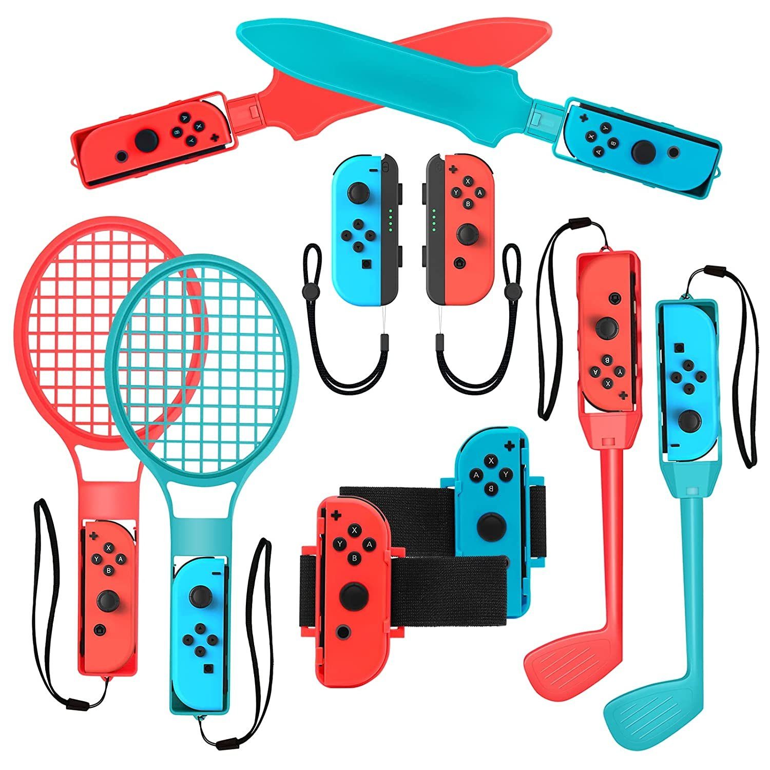 DOPWii 10-in-1 Switch Spiele Zubehör Sets für Kinder Nintendo Switch Sports Controller (10 St)