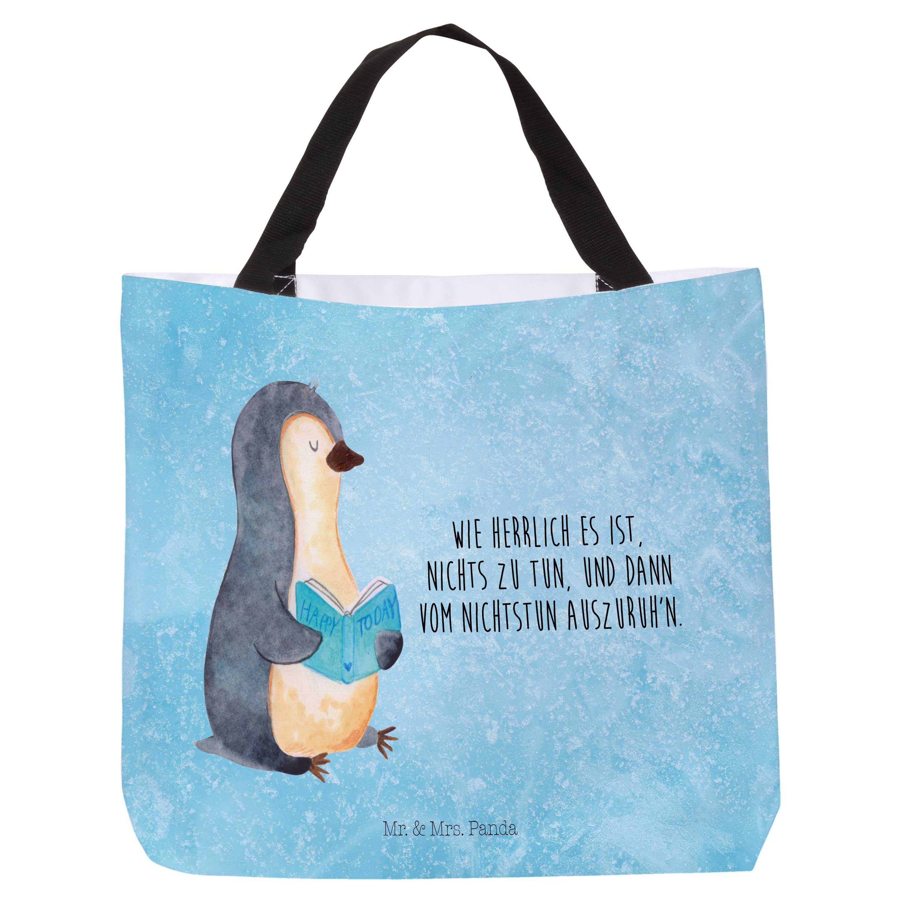 Eisblau Buch - Mrs. (1-tlg) Panda - Mr. Shopper Freizeitt Strandtasche, Geschenk, Pinguin nichtstun, &