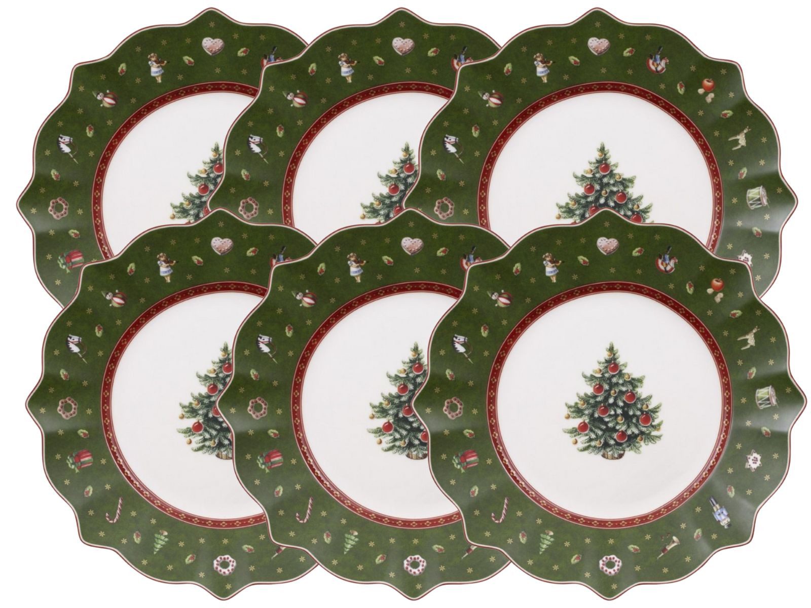 Villeroy & Boch Teller-Set Toy's Delight Frühstücksteller grün 24 cm Set6, Premium Porcelain