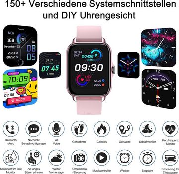 EpochAir mit Whatsapp Funktion Geburtstag Weihnachten Geschenk Smartwatch (1,70 Zoll, Android iOS), mit Telefonfunktion Damen Touchscreen Fitness Tracker Schrittzähler
