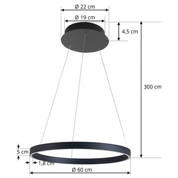 Arcchio LED-Hängeleuchte Answin, LED-Leuchtmittel fest verbaut, warmweiß, Modern, Metall, sandSchwarz, 1 flammig, inkl. Leuchtmittel