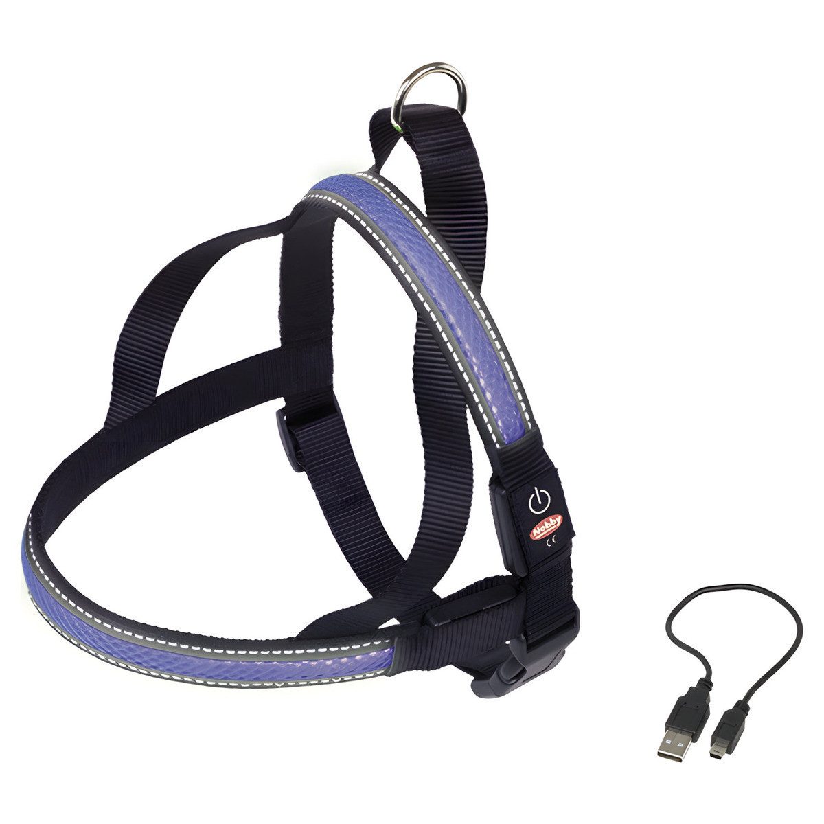 Nobby Hunde-Leuchtgeschirr Norweger Geschirr Flash Mesh blau