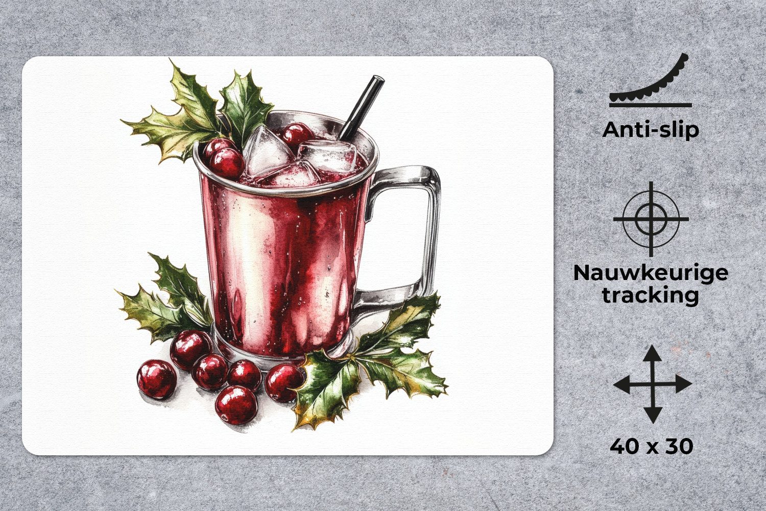 MuchoWow Mauspad Getränk - Winter - Cocktail - Rot (1-St), Büro für Tastatur und Maus, Mousepad Gaming, 40x30 cm