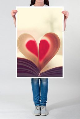 Sinus Art Poster Künstlerische Fotografie  Herz aus Buchseiten 60x90cm Poster