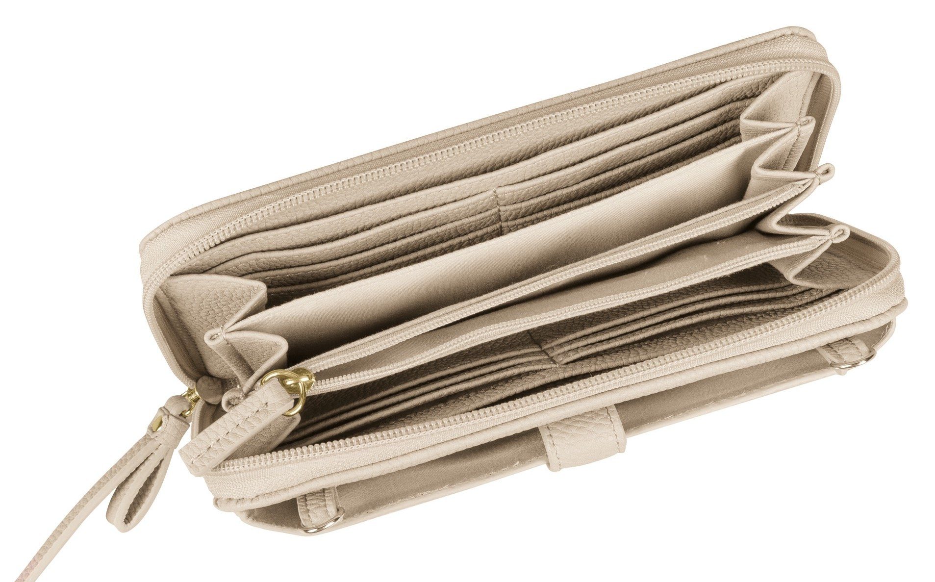 Gabor Geldbörse GELA Umhängeriemen wallet Long XL, mit beige zip abnehmbaren