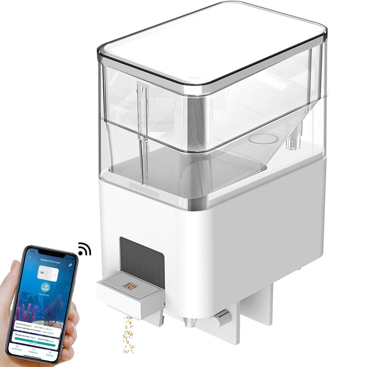 yozhiqu Fisch-Futterautomat WiFi-Aquarium-Automatik-Fischfutterspender, Präzisions-Futterspender, mit App-gesteuertem Timer, USB-betrieben, für Pellets-Fischfutter